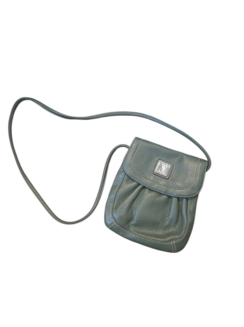 Tignanello Green Pebble Leather Crossbody Bag